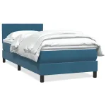 Pat box spring cu saltea, albastru închis, 80x220 cm, catifea GartenMobel Dekor