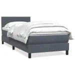 Pat box spring cu saltea, gri închis, 90x220 cm, catifea GartenMobel Dekor