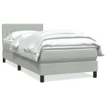 Pat box spring cu saltea, gri deschis, 80x220 cm, catifea GartenMobel Dekor
