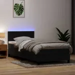 Pat cu arcuri cu saltea și LED, negru, 90x210 cm, catifea GartenMobel Dekor