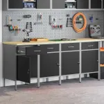 Dulap de lucru cu sertar 4 pcs Negru și Gri 200 x 55 x 85 cm GartenMobel Dekor