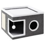 Ansamblu de zgariat pentru pisici cu casuta si pat superior, cu jucarie, 42x42x30 cm Household NewTrend