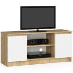 Comoda TV cu 2 usi si o polita, PAL laminat 16 mm, 120x40x55 cm, stejar artisan si alb Household NewTrend
