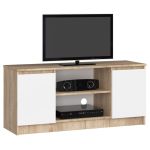 Comoda TV cu 2 usi si o polita, PAL laminat 16 mm, 120x40x55 cm, stejar sonoma si alb Household NewTrend