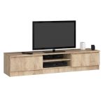 Comoda TV cu 2 usi si rafturi centrale, PAL laminat, 160x40x33 cm, stejar sonoma Household NewTrend