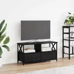 Cabinet TV Stejar Negru 90 x 33 x 45 cm Lemn ingineresc și oțel GartenMobel Dekor