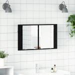 Dulap cu oglindă pentru baie Stejar Negru 80 x 12 x 45 cm GartenMobel Dekor