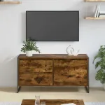 Cabinet TV Stejar fumuriu 100 x 36 x 49.5 cm Lemn compozit GartenMobel Dekor