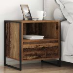 Noptieră 2 pcs Lemn Vechi 50 x 39,5 x 50 cm Lemn compozit GartenMobel Dekor