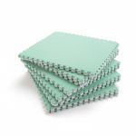 Covoras puzzle pufos, 61.5x61.5x1.7  cm, spuma eva, set 2 piese culoare mint green MultiMark GlobalProd