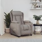Fotoliu rabatabil electric, gri taupe, material textil GartenMobel Dekor