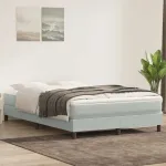 Pat box spring cu saltea, gri deschis, 160x210 cm, catifea GartenMobel Dekor