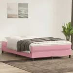 Pat box spring cu saltea, roz, 140x210 cm, catifea GartenMobel Dekor