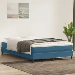 Pat cu arcuri fără saltea Albastru închis 160x220 cm catifea GartenMobel Dekor