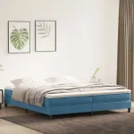 Pat cu arcuri fără saltea Albastru închis 200x220 cm catifea GartenMobel Dekor