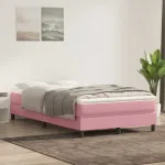 Pat cu arcuri fără saltea roz 120x220 cm catifea GartenMobel Dekor