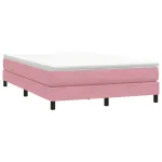 Pat cu arcuri fără saltea roz 140x210 cm catifea GartenMobel Dekor