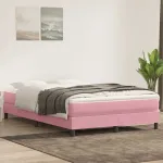 Pat cu arcuri fără saltea roz 160x220 cm catifea GartenMobel Dekor