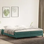 Pat cu arcuri fără saltea verde închis 200x220 cm catifea GartenMobel Dekor