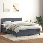 Pat box spring cu saltea, gri închis, 140x220 cm, catifea GartenMobel Dekor