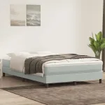 Pat box spring cu saltea, gri deschis, 160x220 cm, catifea GartenMobel Dekor