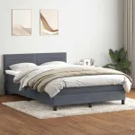 Pat box spring cu saltea, gri închis, 140x220 cm, catifea GartenMobel Dekor