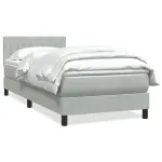 Pat box spring cu saltea, gri deschis, 90x210 cm, catifea GartenMobel Dekor