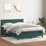 Pat box spring cu saltea, verde închis, 160x220 cm, catifea GartenMobel Dekor