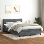 Pat box spring cu saltea, gri închis, 140x220 cm, catifea GartenMobel Dekor