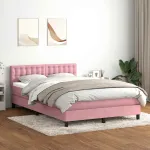 Pat box spring cu saltea, roz, 160x210 cm, catifea GartenMobel Dekor