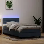 Pat cu arcuri cu saltea și LED, gri închis, 80x220 cm, catifea GartenMobel Dekor