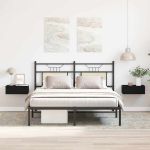 Noptiere plutitoare 2 buc. stejar negru 40x32x15 cm lemn stratificat GartenMobel Dekor