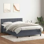 Pat box spring cu saltea, gri închis, 140x220 cm, catifea GartenMobel Dekor