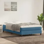 Pat cu arcuri fără saltea Albastru închis 120x220 cm catifea GartenMobel Dekor