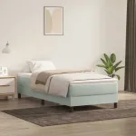 Pat cu arcuri fără saltea gri deschis 90x220 cm catifea GartenMobel Dekor