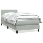 Pat box spring cu saltea, gri deschis, 90x220 cm, catifea GartenMobel Dekor
