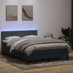 Pat cu arcuri cu saltea și LED, gri închis, 140x220 cm, catifea GartenMobel Dekor