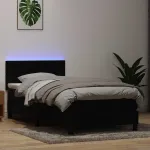 Pat cu arcuri cu saltea și LED, negru, 80x220 cm, catifea GartenMobel Dekor
