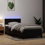 Pat cu arcuri cu saltea și LED, negru, 80x220 cm, catifea GartenMobel Dekor