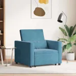 Sofa Pat Unilaterala cu roți albastru 90 x 165 x 87 cm Catifea GartenMobel Dekor