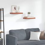 Raft de perete 2 pcs Roșu 40 x 23,5 x 4 cm Lemn compozit GartenMobel Dekor