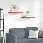 Raft de perete 2 pcs Roșu 50 x 23 x 4 cm Lemn compozit GartenMobel Dekor