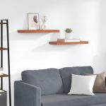 Raft de perete 2 pcs Roșu 50 x 23 x 4 cm Lemn compozit GartenMobel Dekor