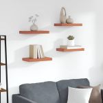 Raft de perete 4 pcs Roșu 40 x 23,5 x 4 cm Lemn compozit GartenMobel Dekor