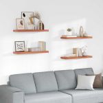 Raft de perete 4 pcs Roșu 80 x 23,5 x 4 cm Lemn compozit GartenMobel Dekor