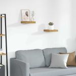 Raft de perete 2 pcs Bej 23 x 23,5 x 4 cm Lemn compozit GartenMobel Dekor