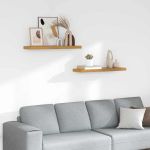 Raft de perete 2 pcs Bej 80 x 23,5 x 4 cm Lemn compozit GartenMobel Dekor