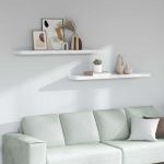 Raft de perete Pe perete 2 pcs Marmură albă 120 x 23,5 x 4 cm GartenMobel Dekor