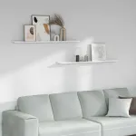 Raft de perete 2 pcs Marmură albă 115 x 9 x 3 cm Lemn compozit GartenMobel Dekor