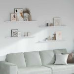 Raft de perete 4 pcs Marmură albă 115 x 9 x 3 cm Lemn compozit GartenMobel Dekor